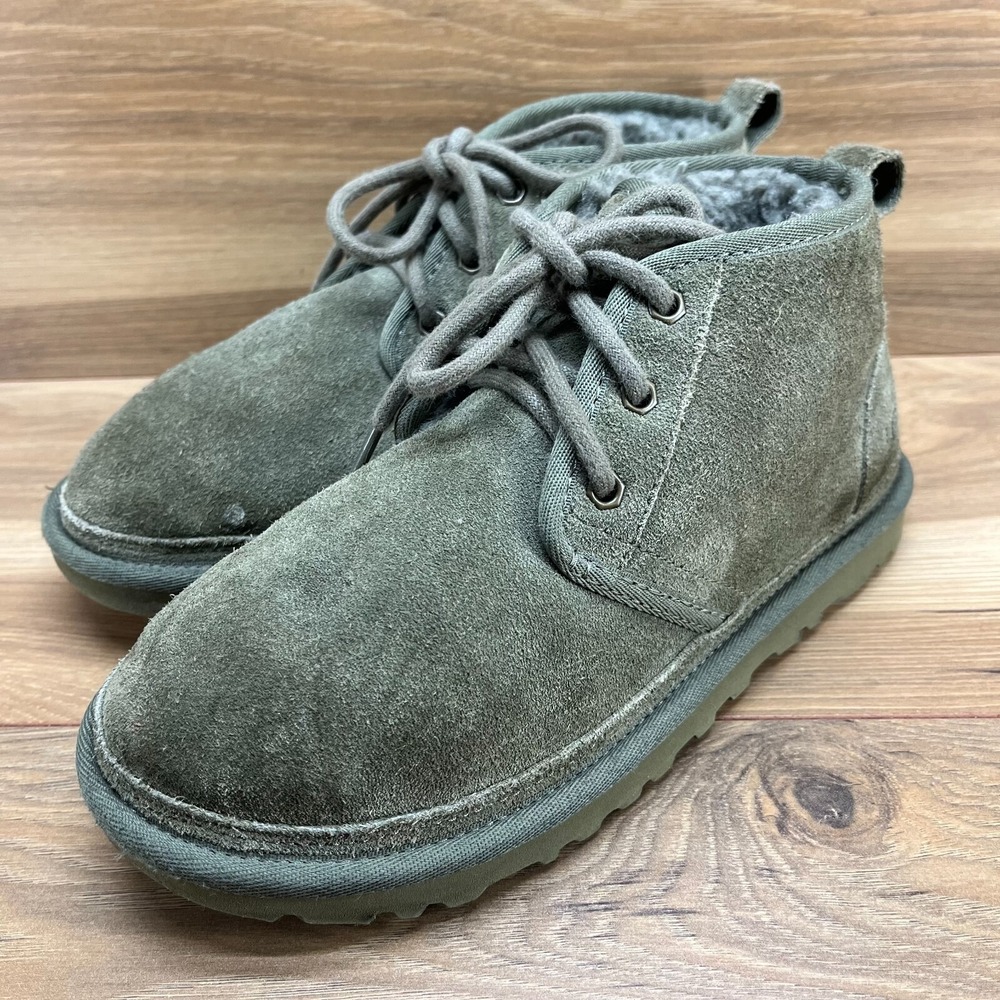 UGG Womens Boots Size 6 Olive Green Suede Shearling Fur Lined